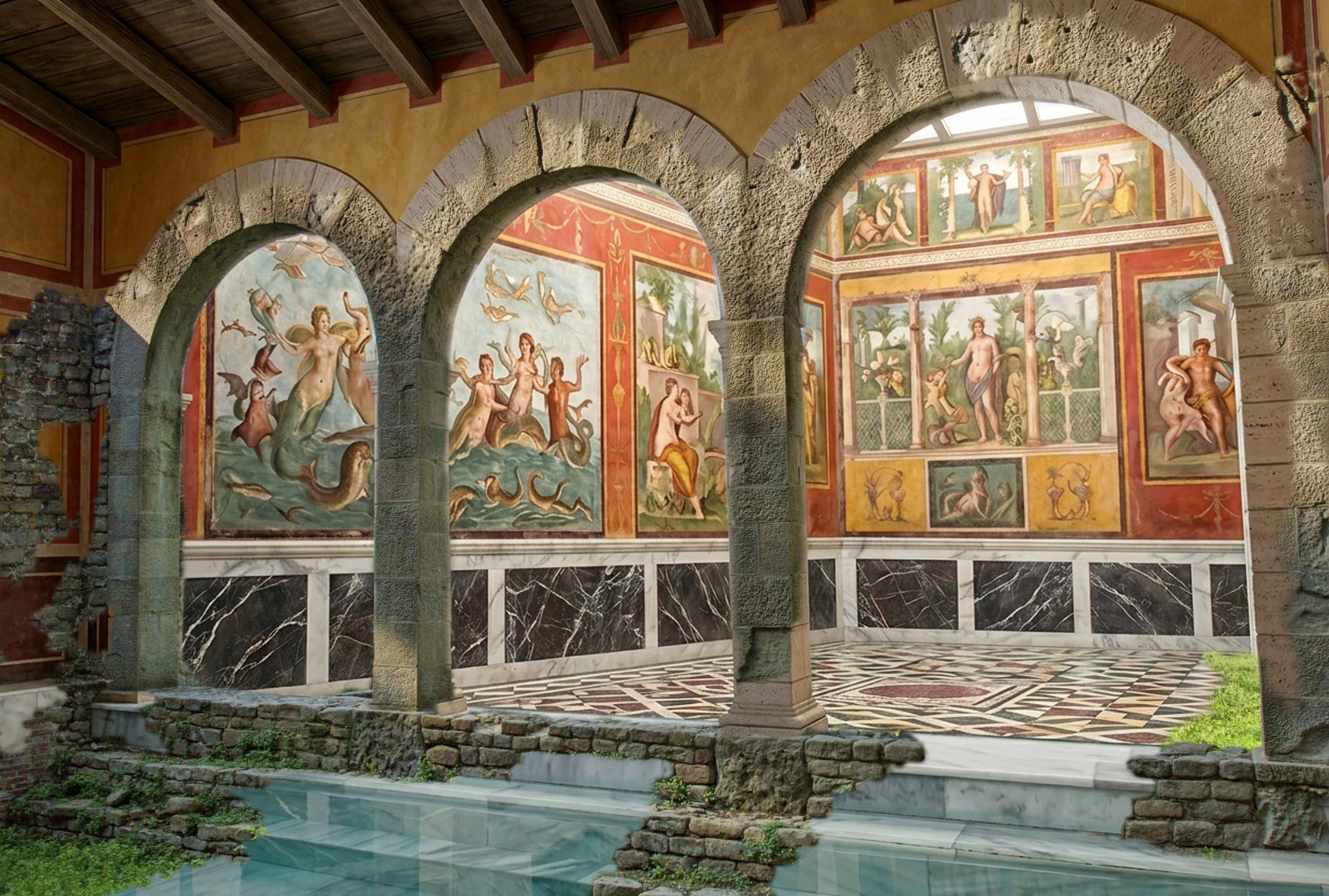 Gli archi del frigidarium: Superfici decorate