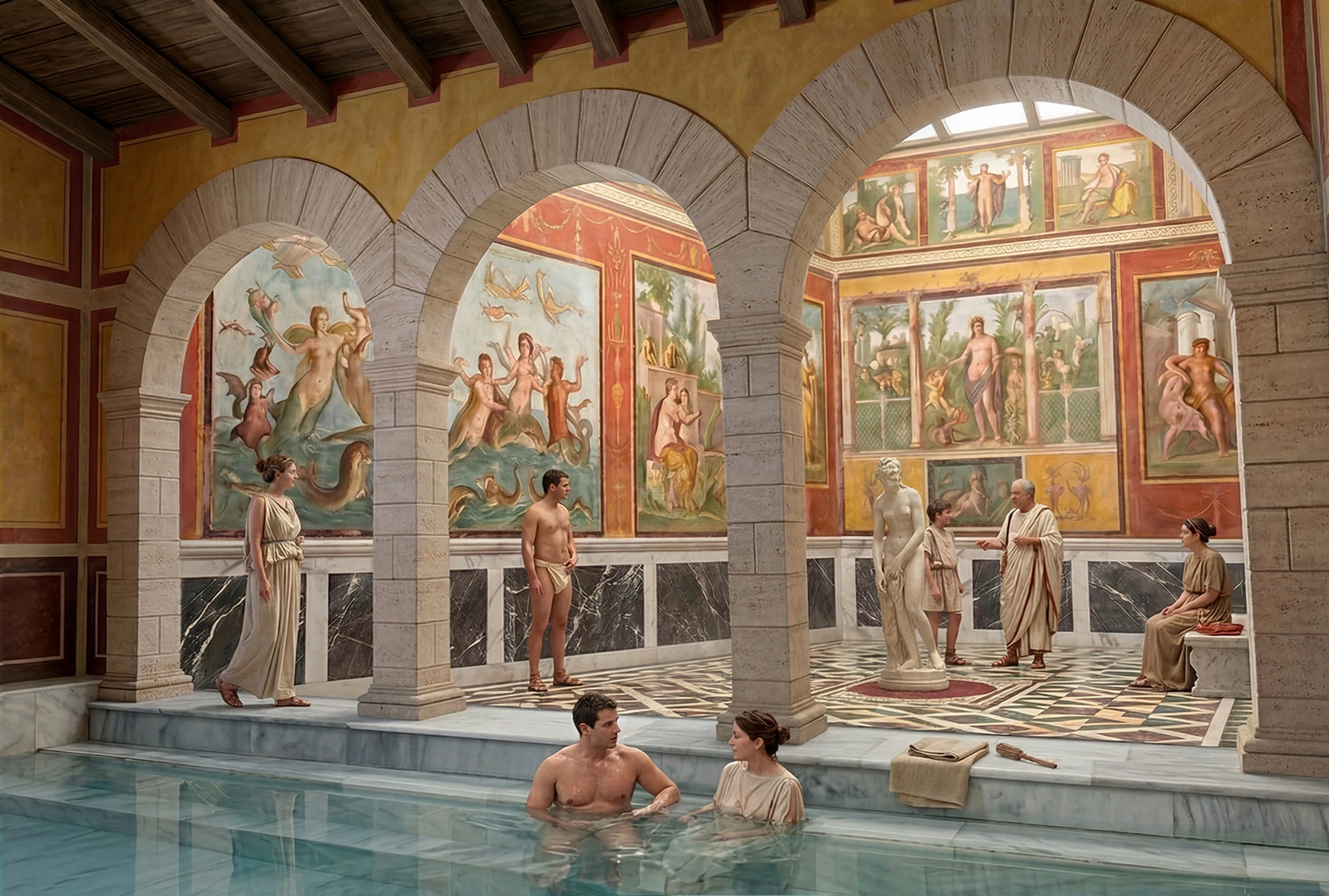 Gli archi del frigidarium: Presenza umana