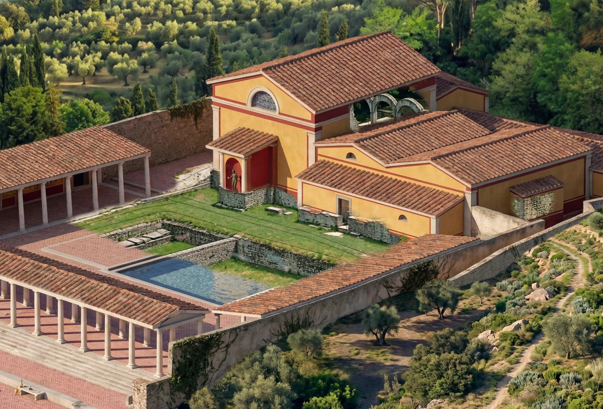 Le terme, dall’alto: Gli edifici